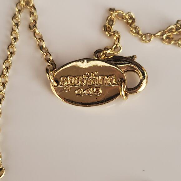 Spartina 449 Flower Long Necklace Cream Enamel Gold Plate 3 Dimensional Pouch - Picture 9 of 9